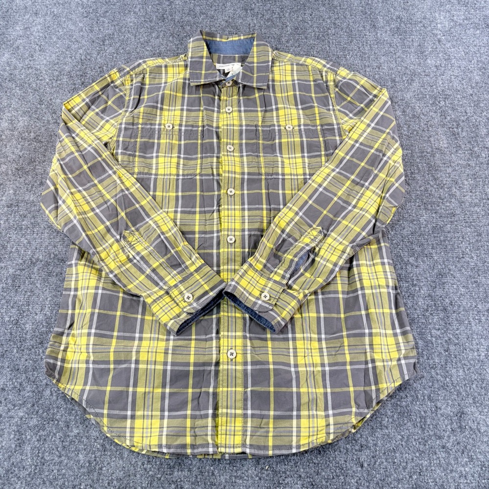 NWOT Tucker + Tate Kids XL 14/16 Yellow Grey Plaid Long Sleeve Button Down Shirt